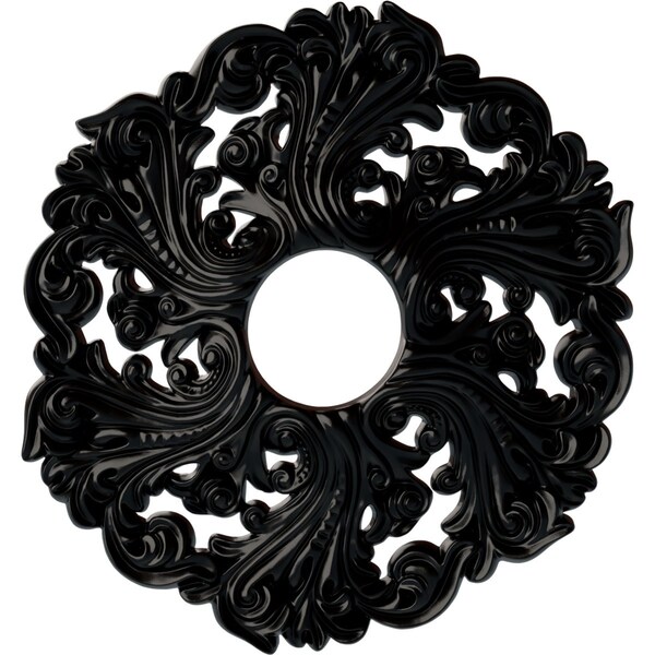 Ekena Millwork Orrington Ceiling Medallion (Fits Canopies up to 4 3/4"), 19 5/8"OD x 4 3/4"ID x 1 3/4"P, Jet Black CM19ORBLF - main